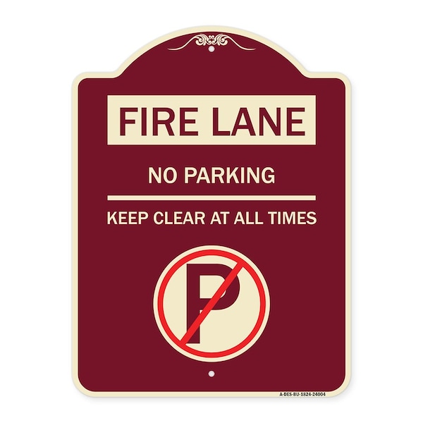 Signmission Fire Lane No Parking Keep Clear All Times Heavy-Gauge Aluminum Sign, 24" x 18", BU-1824-24004 A-DES-BU-1824-24004 - main